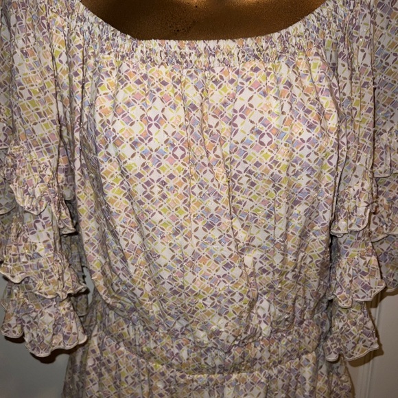 Fate Multicolored Womens Romper Shorts Geometric Size Medium 3/4 Sleeve - Picture 10 of 13